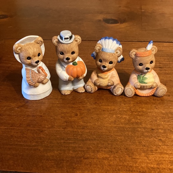 Homco Other - Vintage Homco 5312 Native Americans and Pilgrims Bear Figurines Thanksgiving